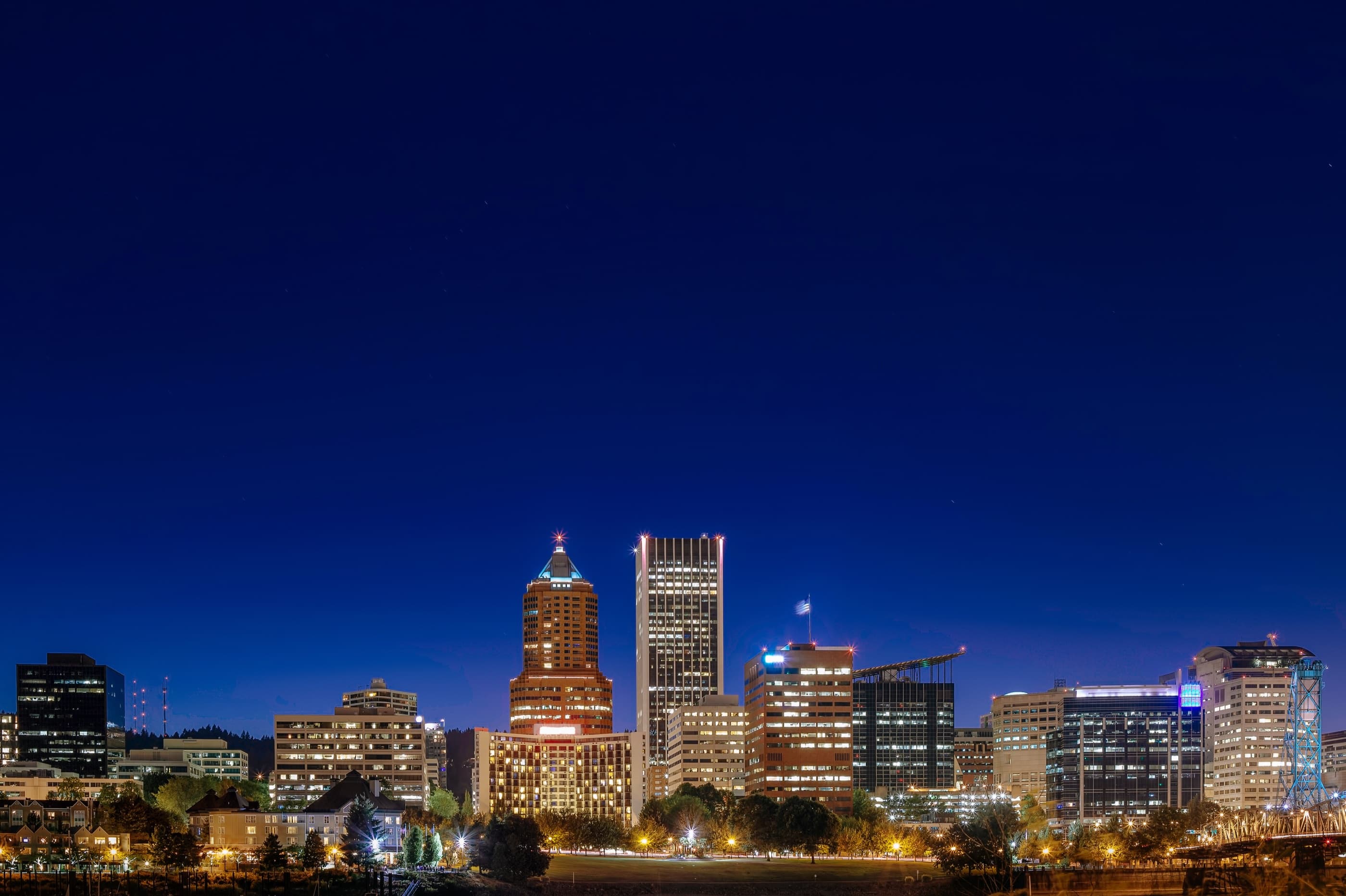 Downtown Portland skyline at night